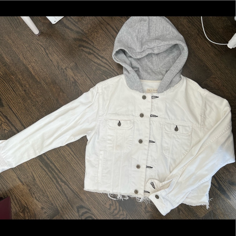 Crop hoodie denim jacket